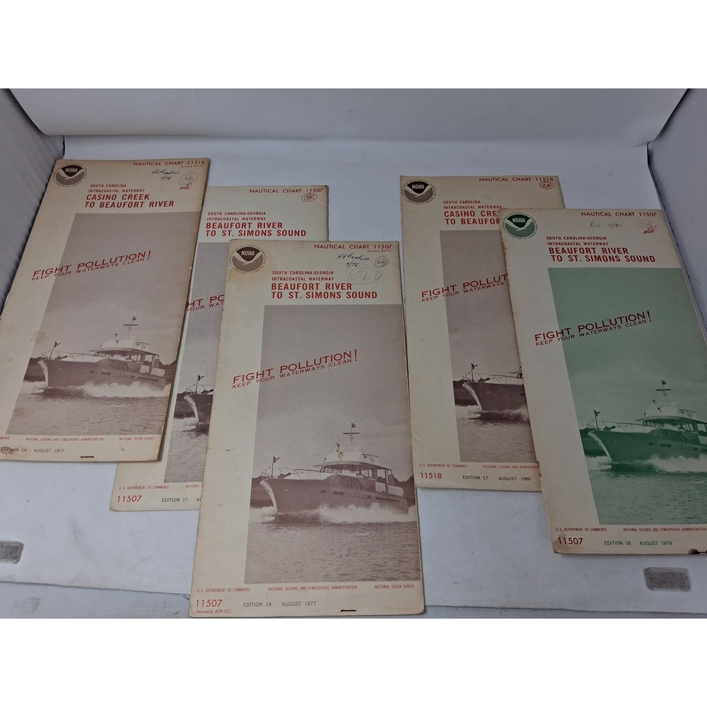 Vintage NOAA Nautical Charts 11507 11518 South Carolina Georgia 1977-1980 Lot 5